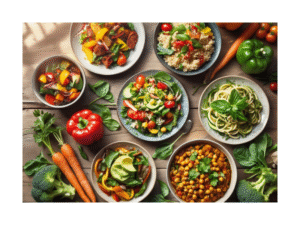 Simple vegan and plant-based cooking ideas with fresh vegetables and healthy ingredients