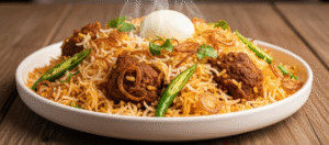 সুন্দরভাবে সাজানো ঢাকাই কাচ্চি বিরিয়ানি