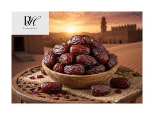 Ajwa dates benefits in Ramadan with sunset spiritual background