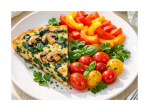 Healthy vegetable recipes for diabetics - spinach frittata breakfast with bell peppers for blood sugar control
